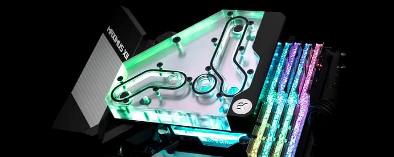 Мостик EK-Quantum Momentum VRM Bridge ROG Maximus XII Formula D-RGB позволяет соединить водоблоки процессора и подсистемы питания