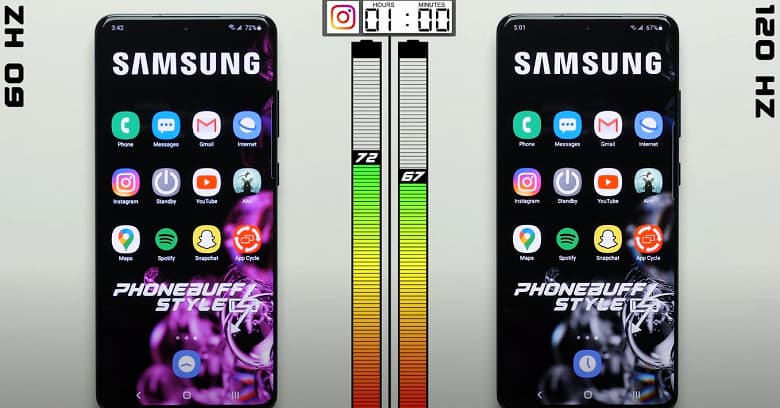 120-герцевый режим работы экрана не особо влияет на автономность Samsung Galaxy S20 Ultra