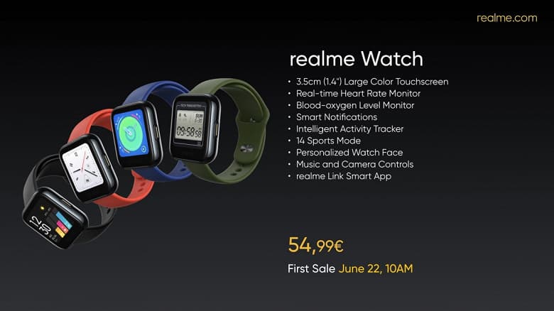 Недорогие умные часы Realme Watch вышли в Европе