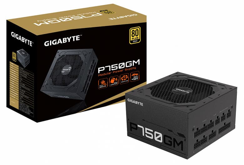 Длина блока питания Gigabyte P750GM — всего 14 см