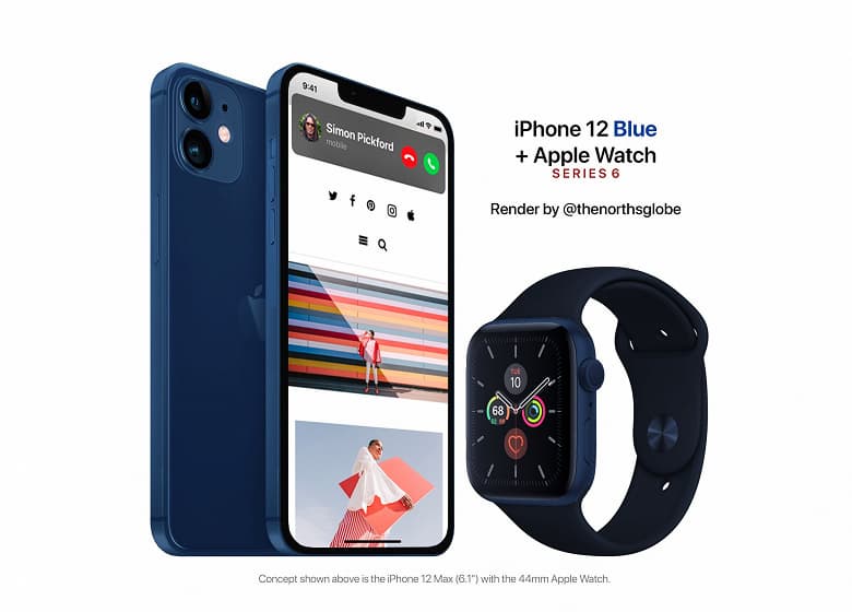 Синий концепт: iPhone 12 Mac и Apple Watch Series 6 за 50 Синий концепт: iPhone 12 Mac и Apple Watch Series 6 за 50