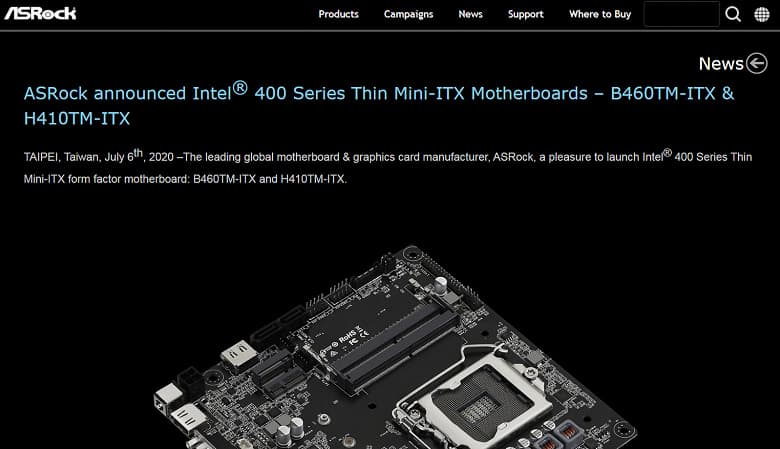 ASRock заглядывает в будущее. Низкопрофильные системные платы B460TM-ITX и H410TM-ITX поддерживают процессоры Intel в исполнении LGA 1200