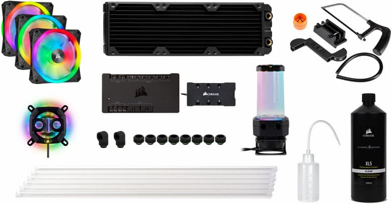 Наборы Corsair Hydro X Series iCUE XH303i RGB Custom Cooling Kit и Hydro X Series iCUE XH305i RGB Custom Cooling Kit включают все необходимое для сборки систем жидкостного охлаждения