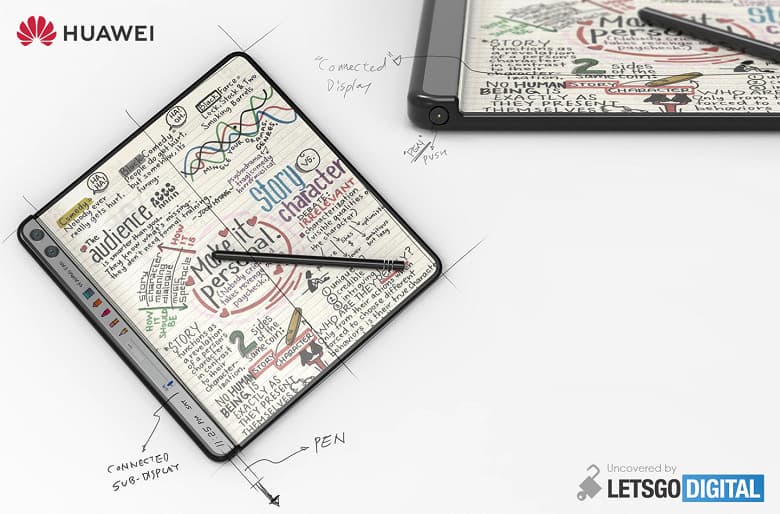 Так выглядит сгибающийся смартфон Huawei с узким дополнительным дисплеем и стилусом