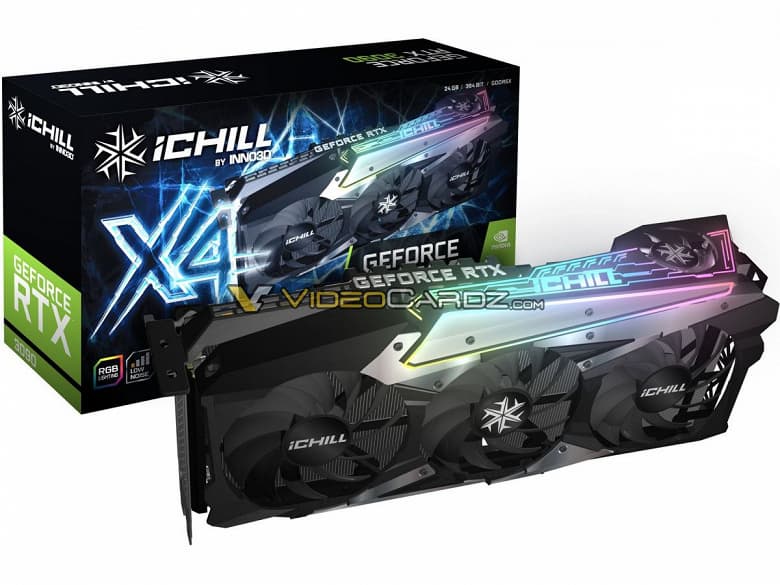 Огромная видеокарта Inno3D GeForce RTX 3090 iCHILL X4 получит четыре вентилятора