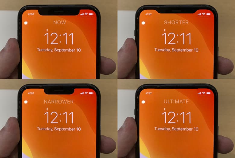 iPhone с разными чёлками и без неё. Концепты известного инсайдера