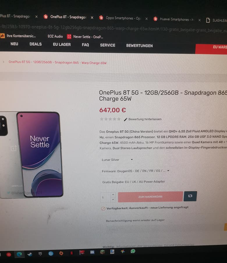 Европейские цены OnePlus 8T слили прямо перед сегодняшним анонсом