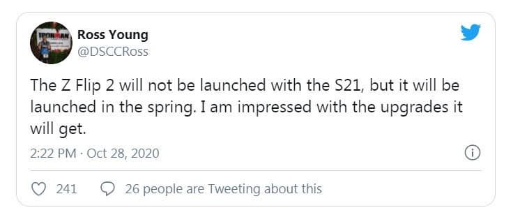 Смартфон Samsung Galaxy Z Flip 2 можно ожидать весной 2021 года