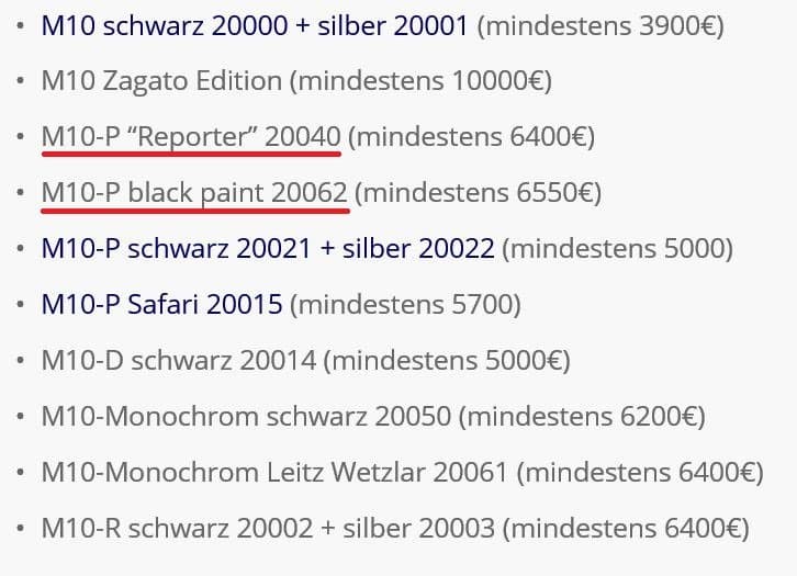 Компании Leica приписывают намерение выпустить еще два варианта камеры M10-P