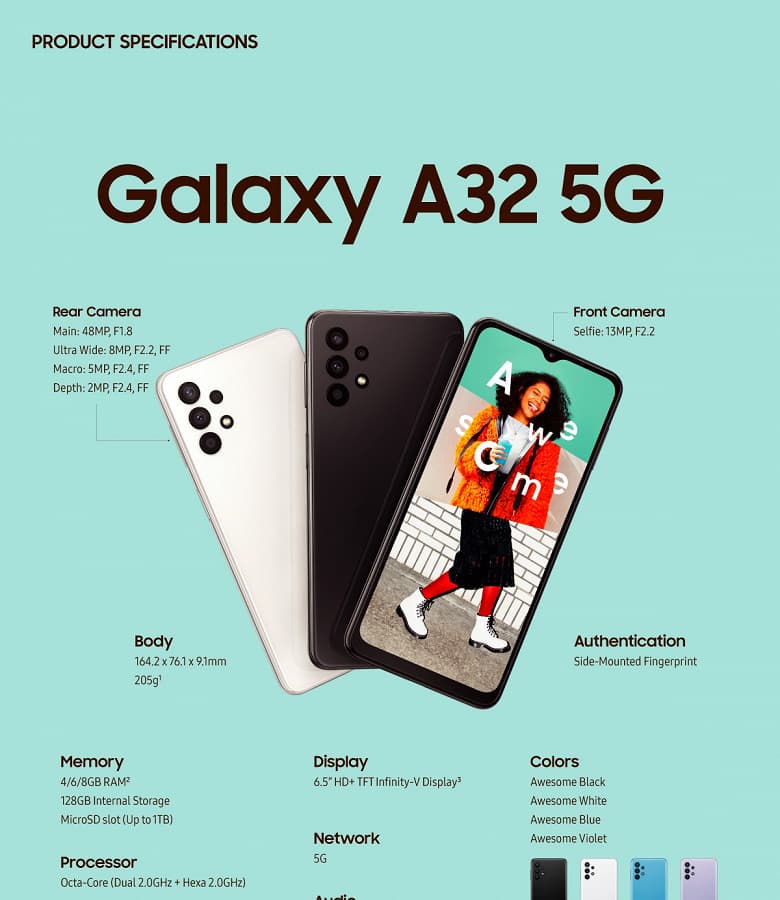 Представлен знаковый смартфон Samsung. Galaxy A32 является самым доступным 5G-смартфоном производителя