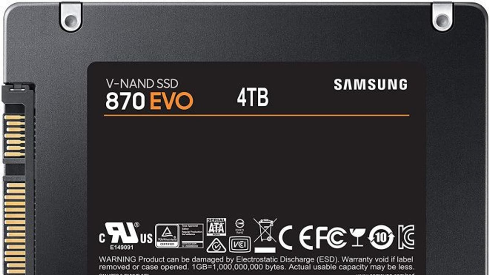 Твердотельные накопители Samsung SSD 870 Evo с интерфейсом SATA выпускаются объемом до 4 ТБ