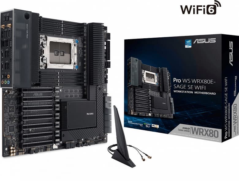 Системная плата Asus Pro WS WRX80E-SAGE SE WIFI предназначена для рабочих станций Системная плата Asus Pro WS WRX80E-SAGE SE WIFI предназначена для рабочих станций