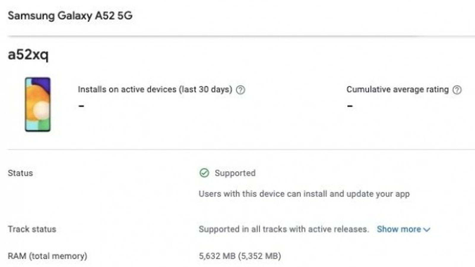 Преемник прошлогоднего бестселлера Samsung Galaxy A51: характеристики и изображение Samsung Galaxy A52 появились в Google Play Console