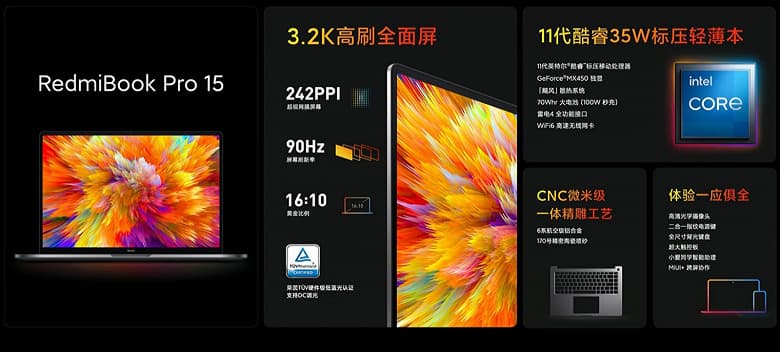 Берегись, MacBook Pro. Redmi представила RedmiBook Pro за 775 долларов с экраном 3,2К, большим аккумулятором, Thunderbolt 4 и быстрой зарядкой мощностью 100 Вт