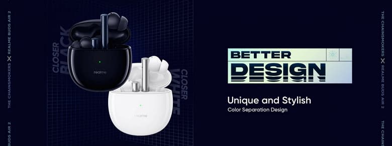 Активное шумоподавление, 25 часов автономной работы, игровой режим и «тюнинг» под руководством The Chainsmokers. Это беспроводные наушники Realme Buds Air 2