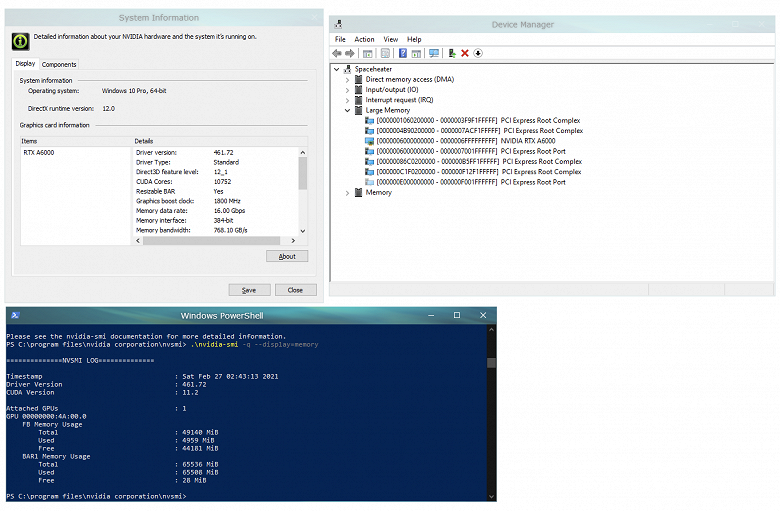 Nvidia RTX A6000 – не только самая мощная видеокарта линейки Ampere, но еще и первая с поддержкой технологии Resizable BAR