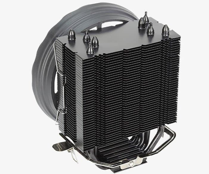 Конструкция процессорной системы охлаждения AeroCool Raven 4 ARGB включает вентилятор с рамкой непривычной формы