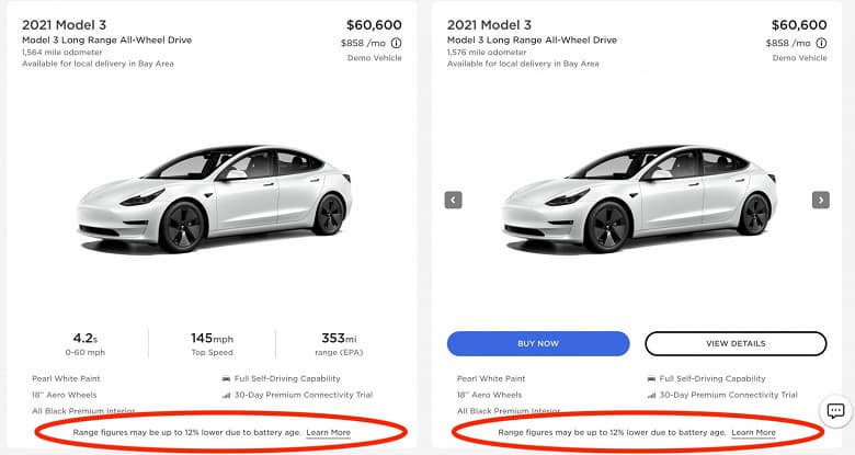 Tesla начала продавать электромобили Tesla Model 3 2021 года с аккумуляторами 2017 года