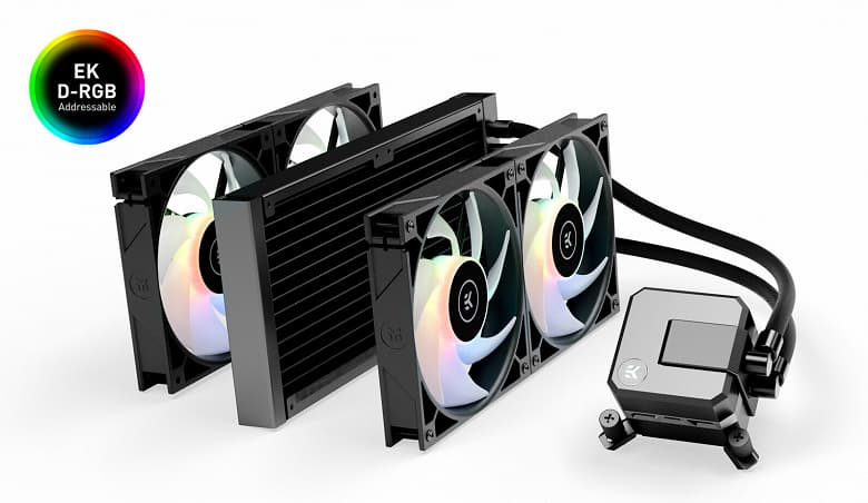 Система жидкостного охлаждения EK-AIO Elite 280 D-RGB комплектуется четырьмя вентиляторами Система жидкостного охлаждения EK-AIO Elite 280 D-RGB комплектуется четырьмя вентиляторами