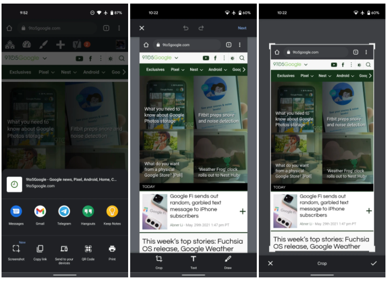 Мобильный Google Chrome научился работать со скриншотами