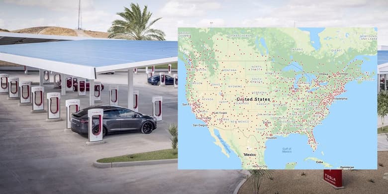 Количество зарядных устройств в сети станций Tesla Supercharger достигло 25 000