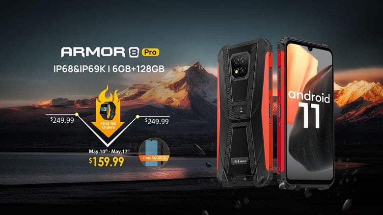 Неубиваемый смартфон с NFC и IP69K Ulefone Armor 8 Pro подешевел до рекордной отметки