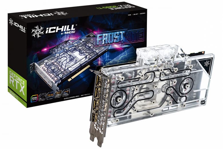 Видеокарта Inno3D GeForce RTX 3080 Ti iChill оснащена водоблоком