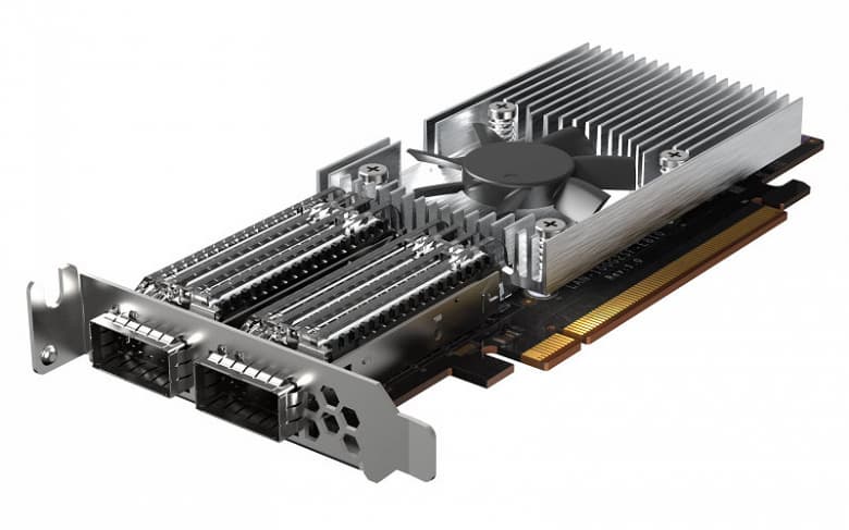 Сетевая карта Qnap QXG-100G2SF-E810 оснащена двумя портами 100GbE