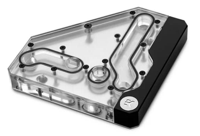 Мостик EK-Quantum Momentum VRM Bridge ROG Crosshair VIII Formula D-RGB связывает два водоблока на плате ROG Crosshair VIII Formula