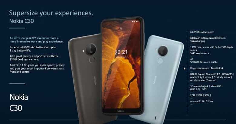 6000 мА·ч, двойная камера и Android 11 Go Edition за 8700 рублей. Представлен недорогой монстр автономности Nokia C30