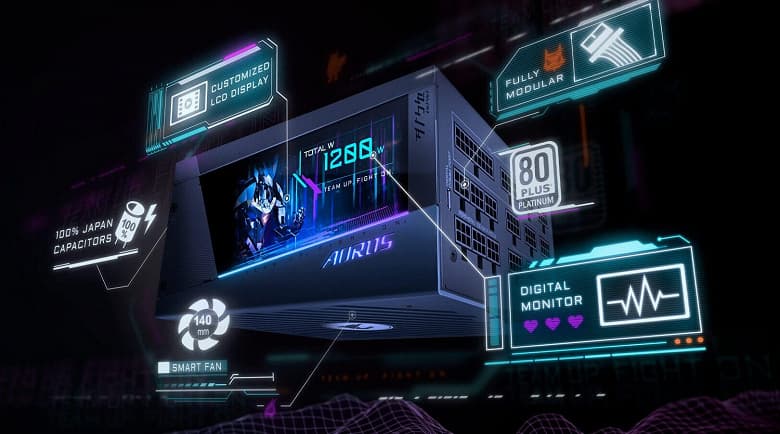 Блок питания с огромным экраном и возможностью смотреть на нём видео. Представлен Gigabyte Aorus P1200W 80+ Platinum Modular