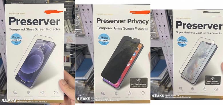 iPhone 13 и iPhone 13 Pro с разными защитными стёклами показали на новых фотографиях