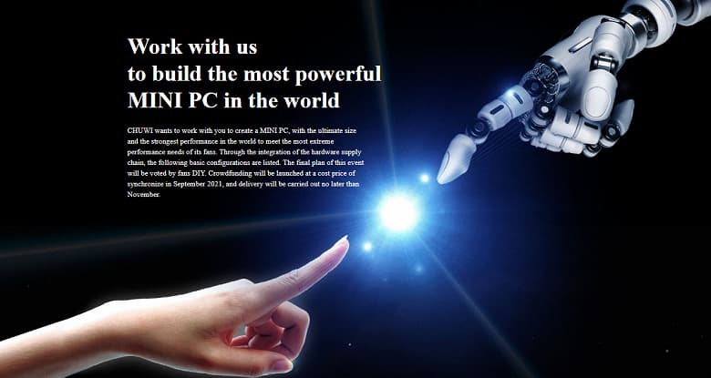 Самый мощный и крошечный мини-ПК в мире стартует в сентябре. Его характеристики предлагают выбрать будущим владельцам на сайте Chuwi