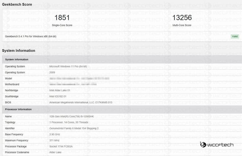 Появились данные о производительности мобильного процессора Intel Core i9-12900HK