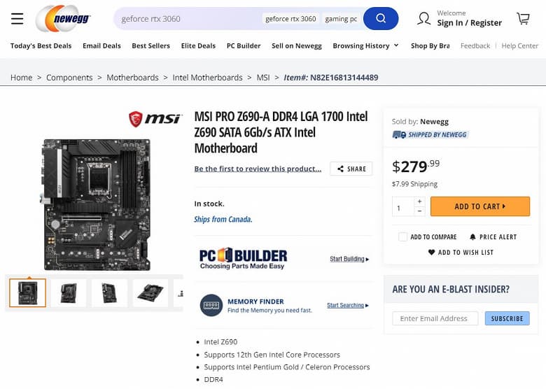 В магазине Newegg замечена системная плата MSI Z690-A Pro В магазине Newegg замечена системная плата MSI Z690-A Pro