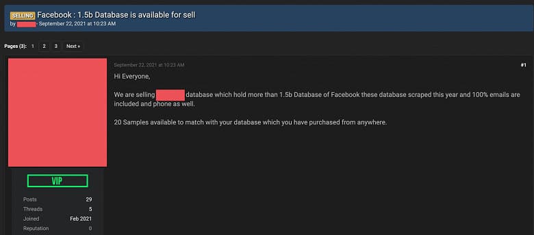 Хакеры владеют данными половины пользователей Facebook? Один пользователь продаёт базу с информацией о 1,5 млрд человек