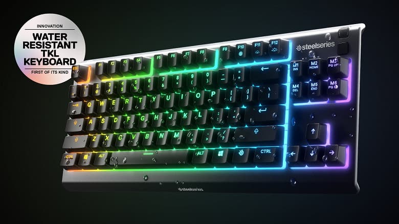 Игровая клавиатура SteelSeries Apex 3 TKL не пострадает, если на нее прольется жидкость