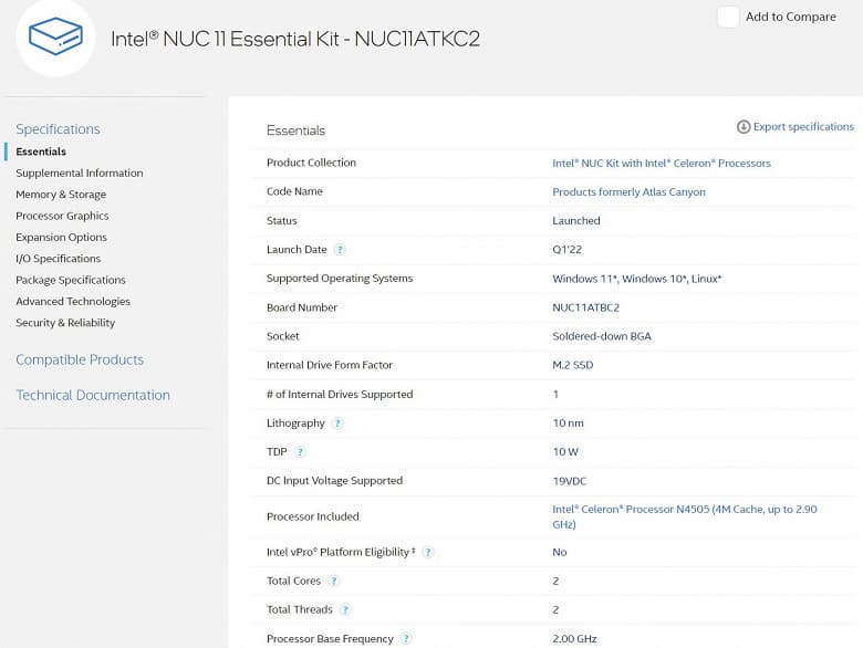 Представлены мини-ПК Intel NUC 11 Essential