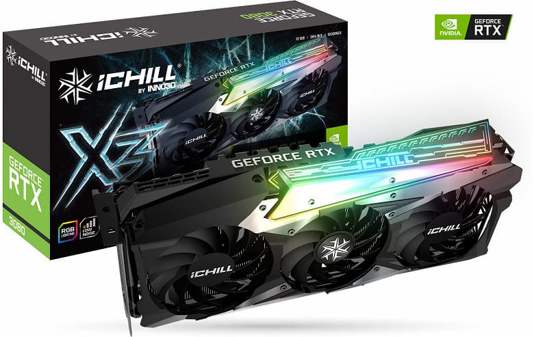 Inno3D выпускает пять моделей видеокарт GeForce RTX 3080 с 12 ГБ памяти с разными системами охлаждения