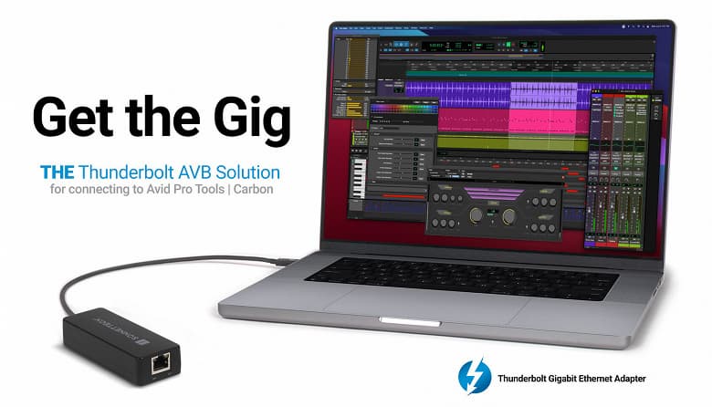 Адаптер Sonnet Thunderbolt AVB предназначен для компьютеров Apple Mac, используемых в аудиопроизводстве