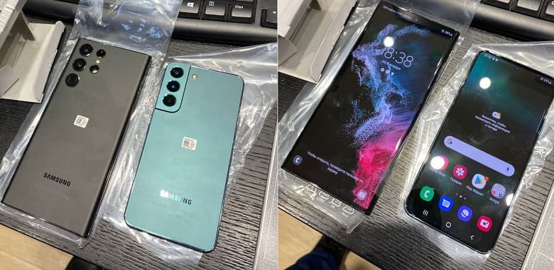 Включённые Samsung Galaxy S22 и S22 Ultra с русским интерфейсом показали вживую Включённые Samsung Galaxy S22 и S22 Ultra с русским интерфейсом показали вживую