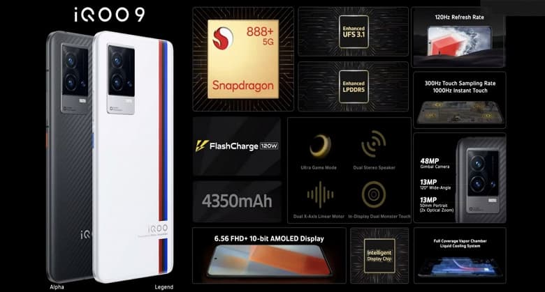 AMOLED 2K, 120 Гц, 120 Вт, 50 Мп, OIS и карданный подвес. На мировом рынке представлен iQOO 9
