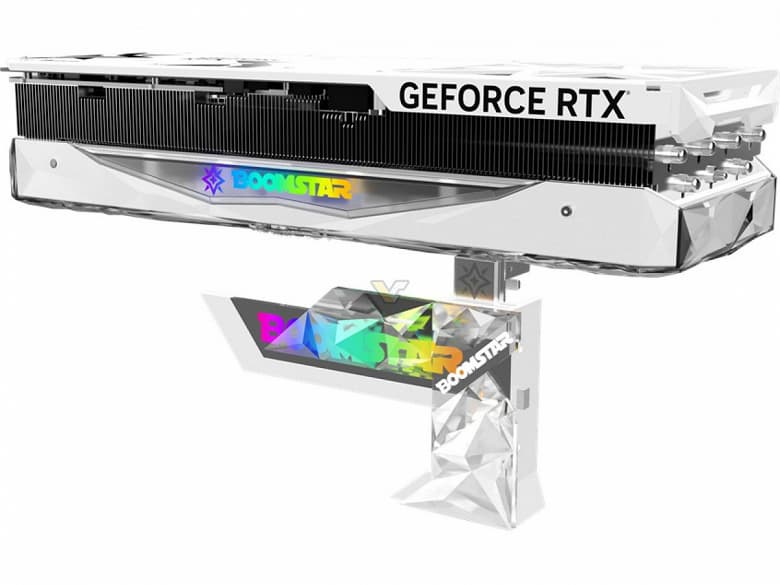 У этой видеокарты даже ножка для упора сделана дизайнерской. Представлена Galax GeForce RTX 4090 Boomstar