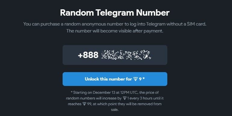 Успей купить: виртуальные номера Telegram подорожают с 13 декабря Успей купить: виртуальные номера Telegram подорожают с 13 декабря