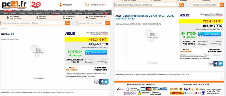 Radeon RX 6650 XT окажется в Европе немного дороже Radeon RX 6600 XT, а вот Radeon RX 6750 XT прилично подорожает