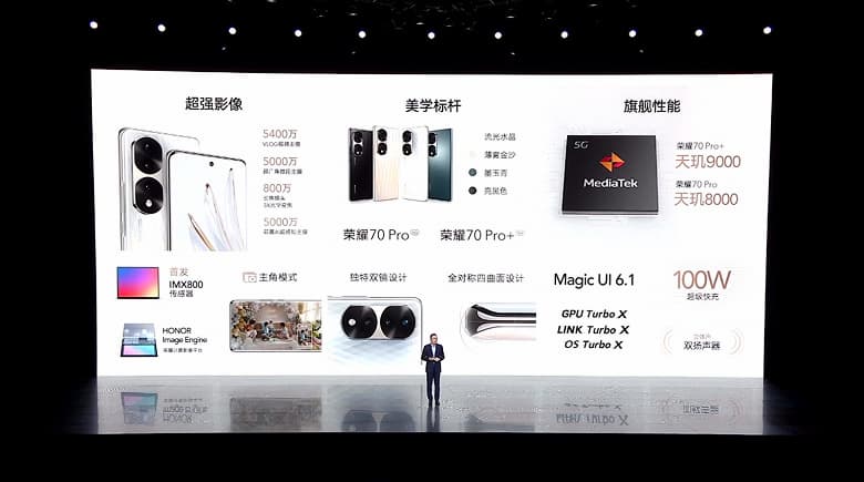 Новейший 54-мегапиксельный датчик Sony IMX800, SoC Dimensity 8000 и Dimensity 9000, 100 Вт. Представлены доступные Honor 70 Pro и Honor 70 Pro+