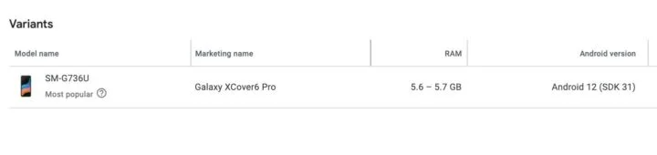 Характеристики следующего неубиваемого смартфона Samsung Galaxy XCover Pro раскрыты в Google Play Console