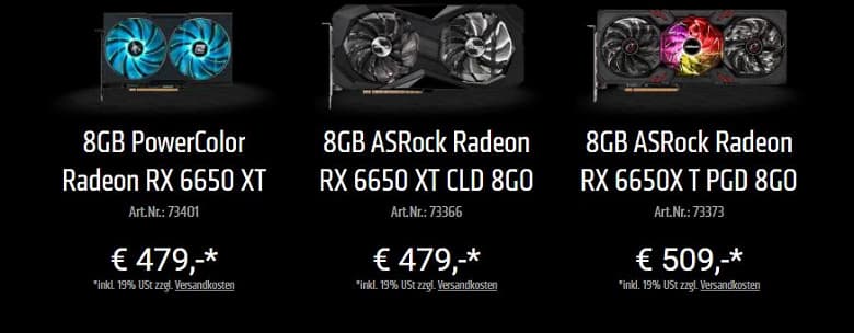 Radeon RX 6650 XT и Radeon RX 6750 XT в Европе оказались не дороже старых моделей