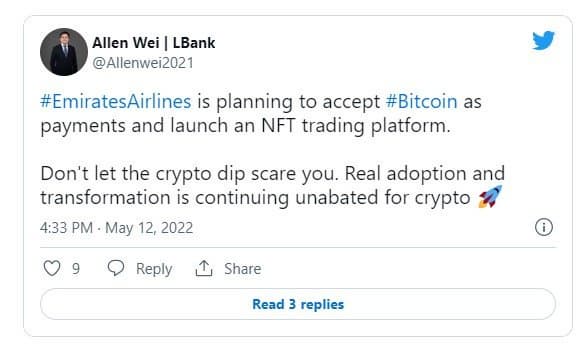 Emirates Airline добавит Биткойн «в качестве платёжной услуги»