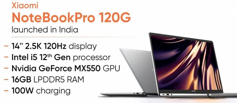 14 дюймов, 2,5К, 120 Гц, 100 Вт. Представлены ноутбуки Xiaomi NoteBookPro 120G и Xiaomi NoteBookPro 120